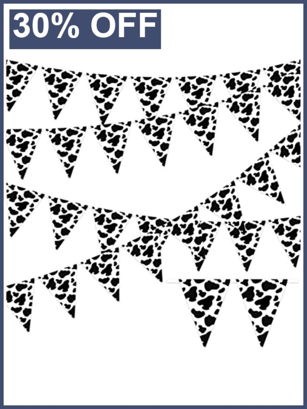 Cow Print Pennant Banner Farm Theme Party Decor Reusable PE 52.5 Ft 2 Pack